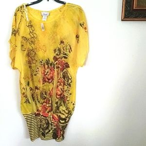 Chico's Vibrant Yellow Floral Midi Dress